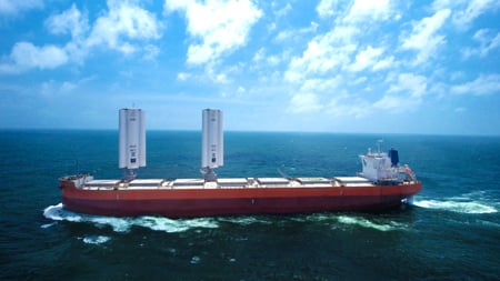 Pyxis Ocean retrofitted with WindWings setting sail for its maiden voyage, August 2023